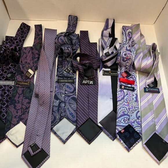Vintage Lot of 8 Purple Silk Ties Valentino Countess Mara Chaps Stacy Adams - Picture 7 of 12